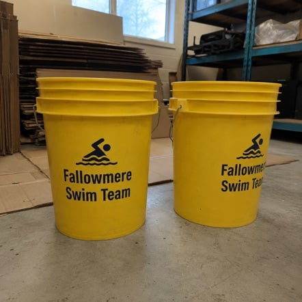 Custom 5 gallon buckets for a small business